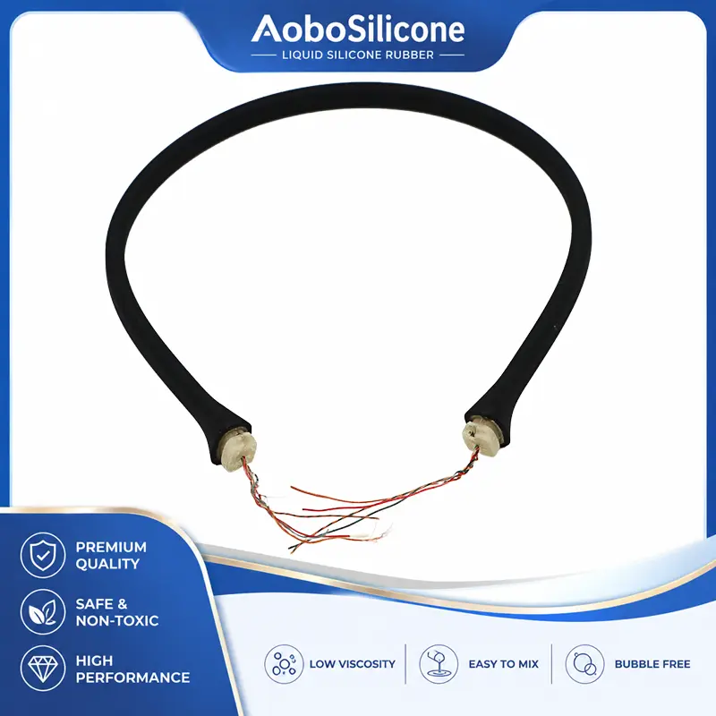 Câble surmoulé en silicone porté au cou
